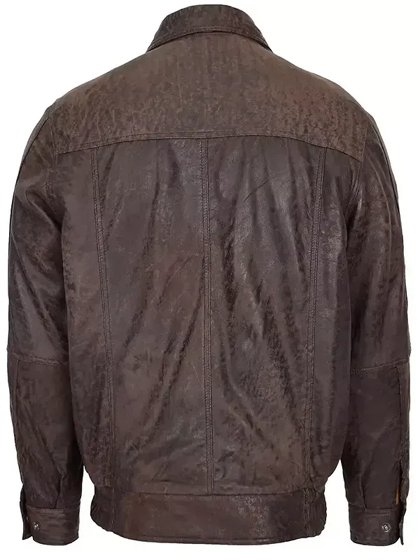 Men Classic Brown Nubuck Bomber Jacket Back