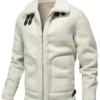 Men Stylish White Shearling Leather B3 Flight Jacket