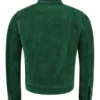 Men Trucker Style Green Suede Leather Jacket Back