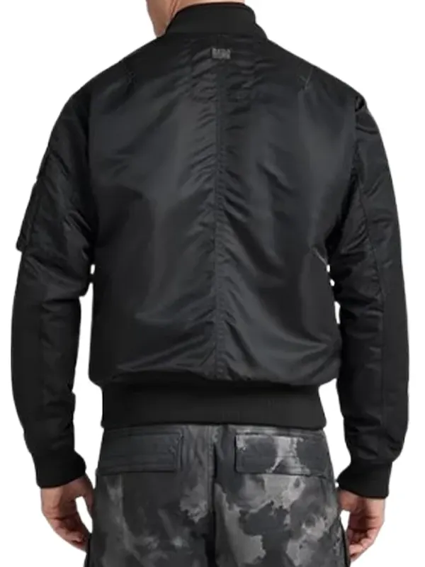 Mens Black A1 Bomber Jacket Back