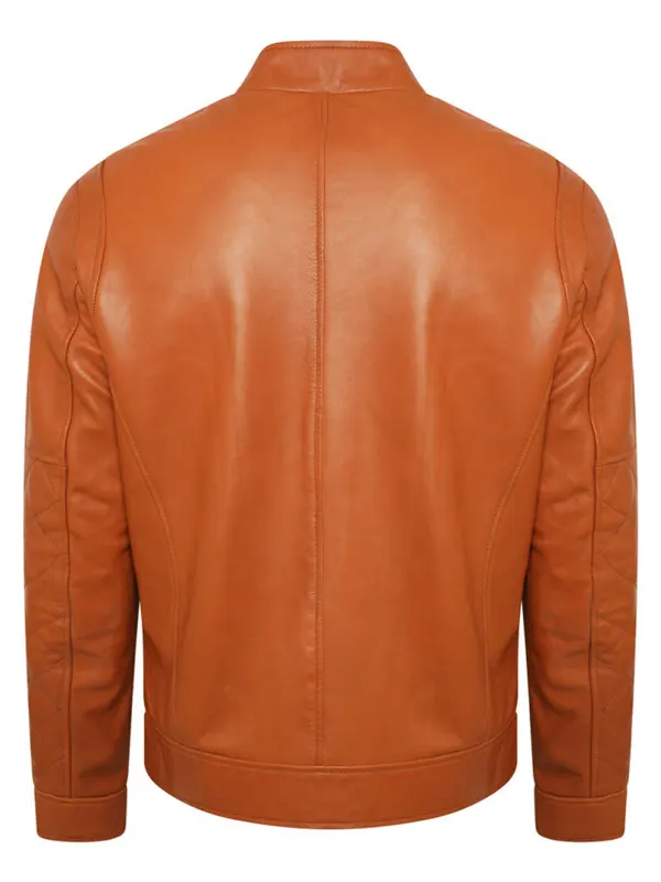 Men’s Classy Brown Leather Jacket Back