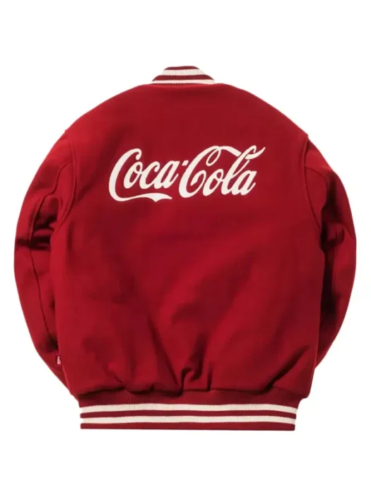 Men's Coca-Cola All Red Wool Bomber Vintage Varsity Jacket Back