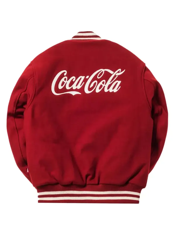 Men’s Coca-Cola All Red Wool Bomber Vintage Varsity Jacket Back