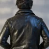 Mens Debonair Black Leather Jacket Back