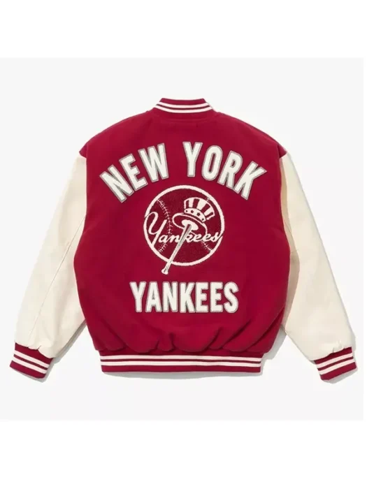 Men’s NY Yankees Baseball Dark Red Varsity Jacket Back