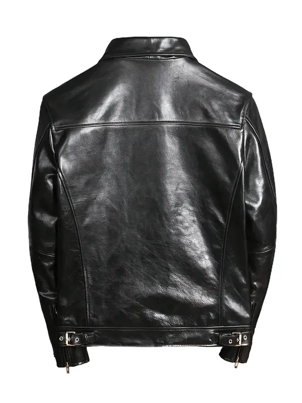 Men’s Waxed Horsehide Classic Motorcycle Jacket Back