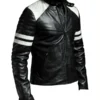 Men’s White Striped Bikers Jacket