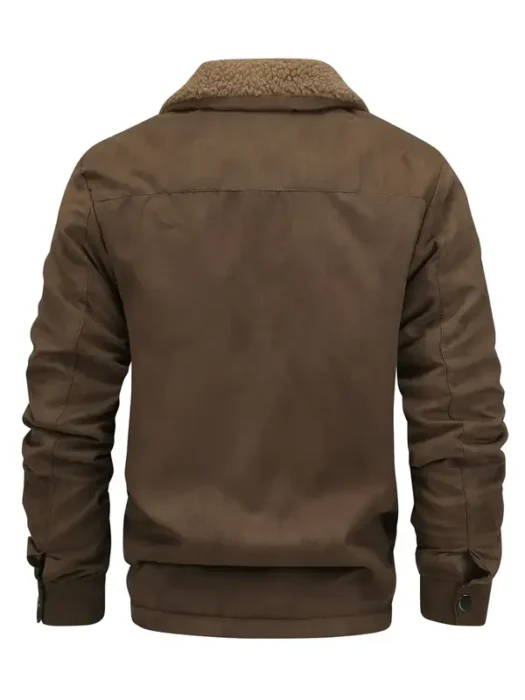 Men's Winter Fleece-Lined Bomber Jacket Back