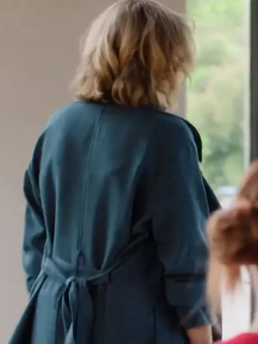 My Life is Murder’s Season 4 Lucy Lawless Teal Trench Coat Back