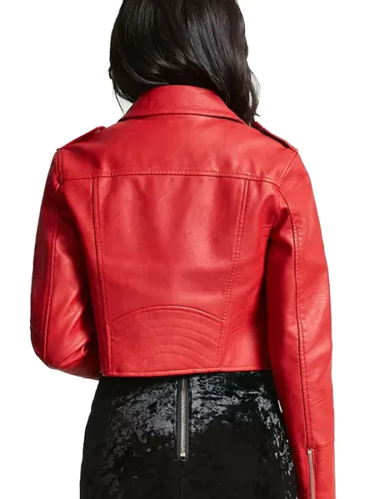 NEW HOT Women Genuine Lambskin Real Motorcycle Leather Jacket Back