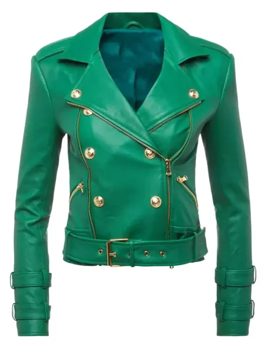 Nicole Young Selling Sunset Green Leather Jacket