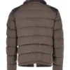 Olive Leather Sheepskin And Padded Material Jacket Back