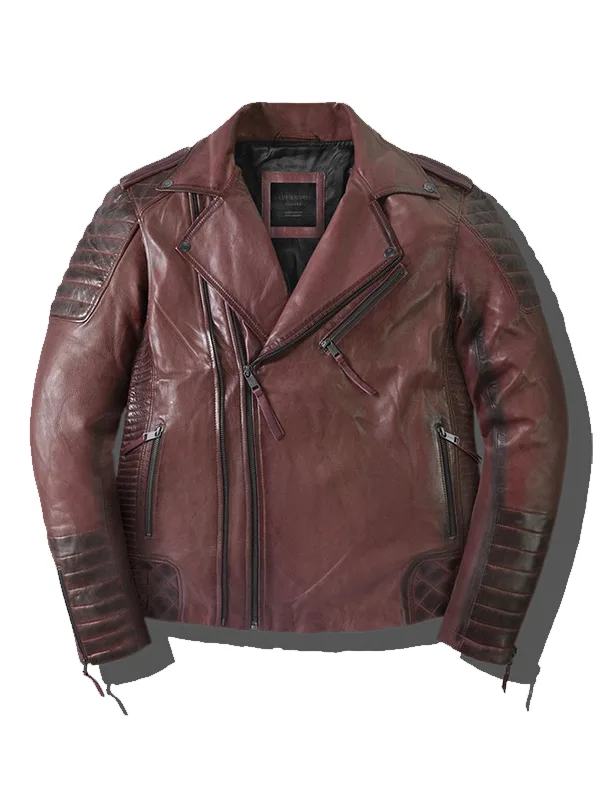 Outlaw Burnt Maroon Leather Jacket