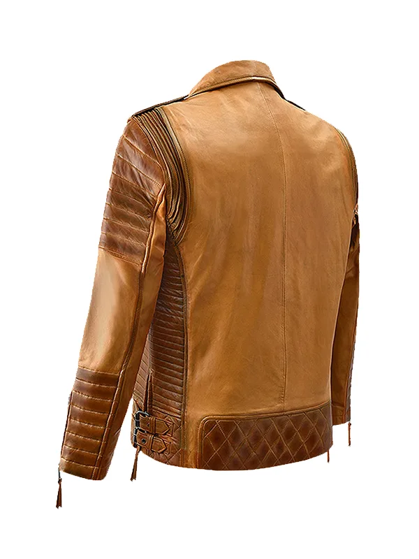 Outlaw Burnt Mustard Leather Jacket Back