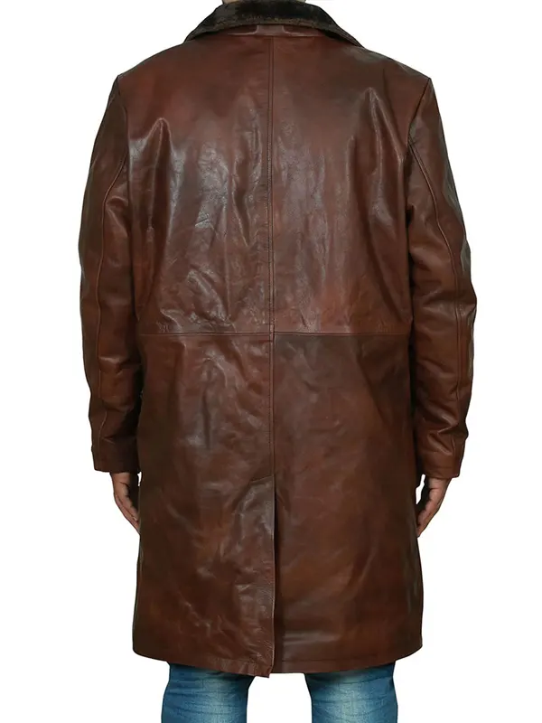 Premium Lambskin Brown Leather Coat for Men Back