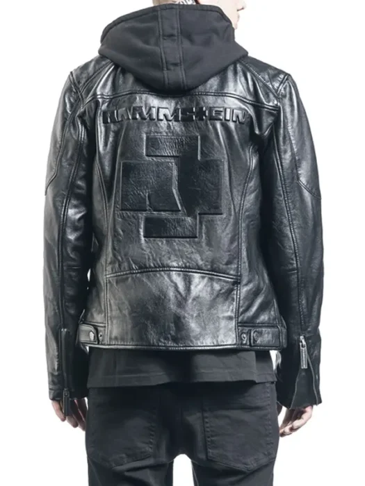 Rammstein Logo Black Genuine Leather Jacket Back