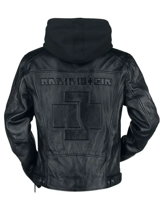 Rammstein Logo Black Leather Jacket Back