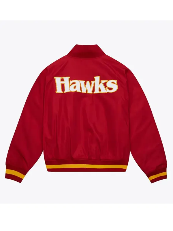 Red Atlanta Hawks Satin Full-Zip Jacket Back