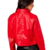 Red Faux Leather Biker Jacket Back