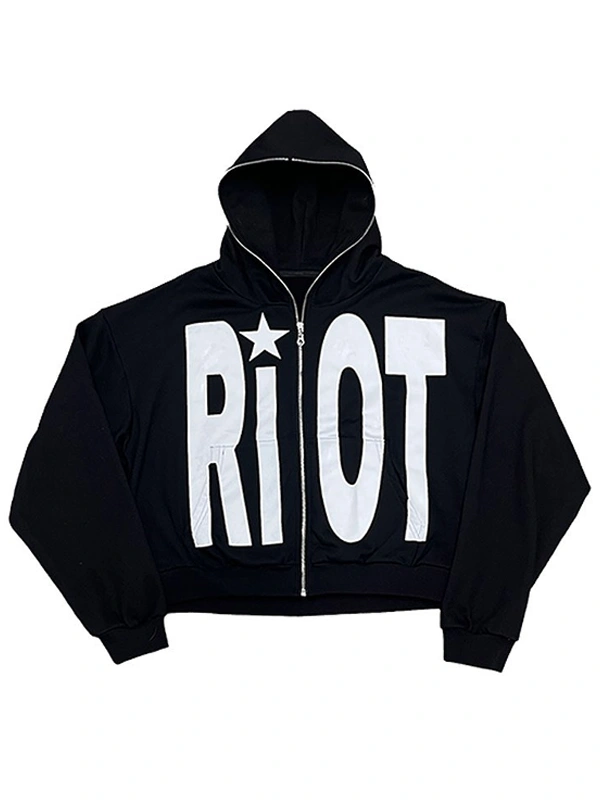 Riot Black Zip-Up Hoodie