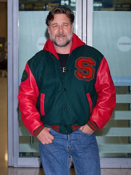 Russell Crowe Black and Red Varsity Jacket