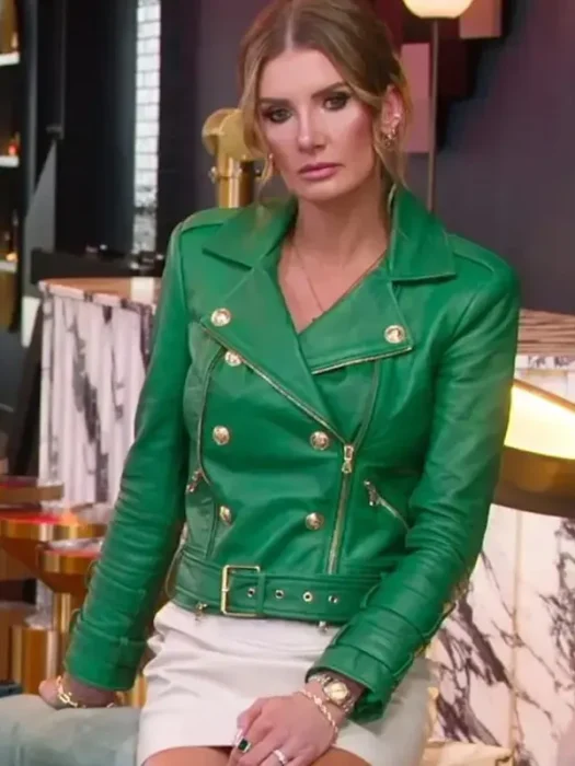 Selling Sunset Season 8 Nicole Young Green Leather Jacket