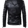 Slim Fit Black Biker Leather Lace up Jacket Back