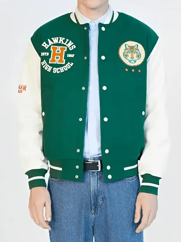 Stranger Things Hawkins Stadium Greeen Varsity Jacket