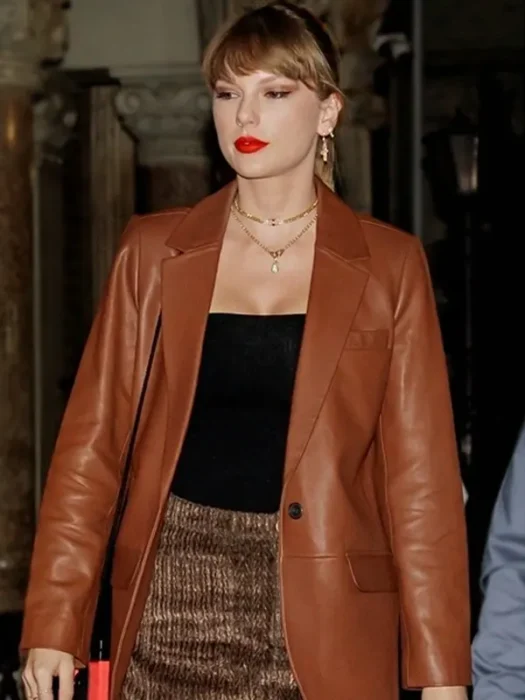 Taylor Swift Brown Leather Blazer