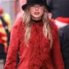 Taylor Swift Faux Fur Coat Red