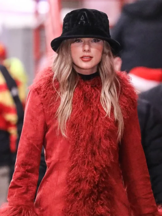 Taylor Swift Faux Fur Coat Red