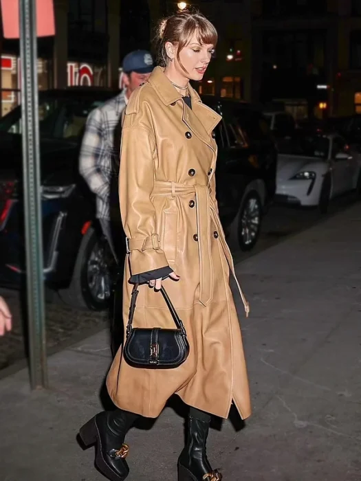 Taylor Swift Mustard Leather Coat