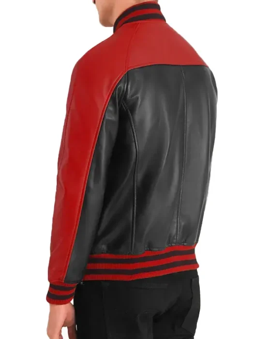Terrance Biker Varsity Leather Jacket Back