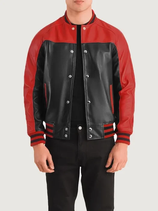 Terrance Black & Red Varsity Leather Jacket