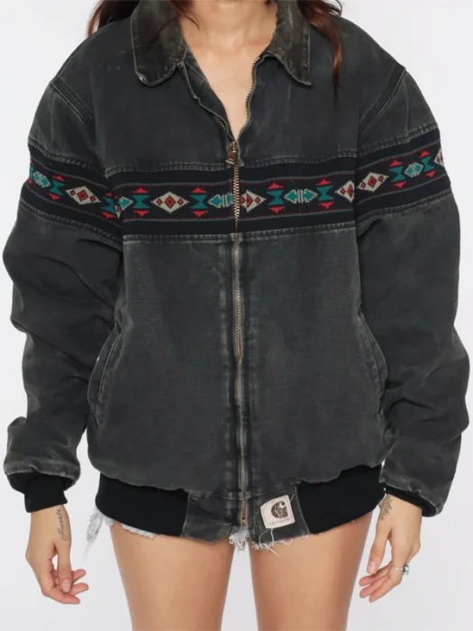 Vintage 90s Carhartt Aztec Southwestern Bomber Jacket