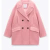 Wednesday Enid Sinclair Double Breasted Pink Coat