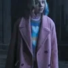 Wednesday Enid Sinclair Double Breasted Pink Wool Coat