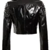 Women Biker Style Black Studded Faux Leather Jacket Back