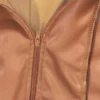 Women Faux Leather Cropped Jacket Sexy V Neck