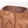 Women Faux Leather Cropped Jacket V Neck