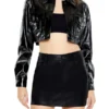 Women Faux Patent Leather Moto Jacket