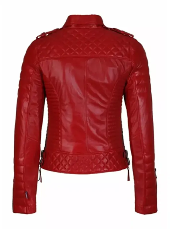 Women Genuine Lambskin Leather Jacket Back