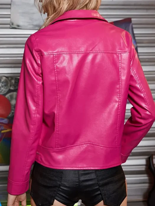 Women Leather Short Fashion Motorcycle Lightweight Jacket Back