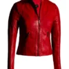 Women Moto Fashion Red Leather Jacket