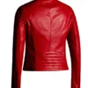 Women Moto Fashion Red Leather Jacket Back