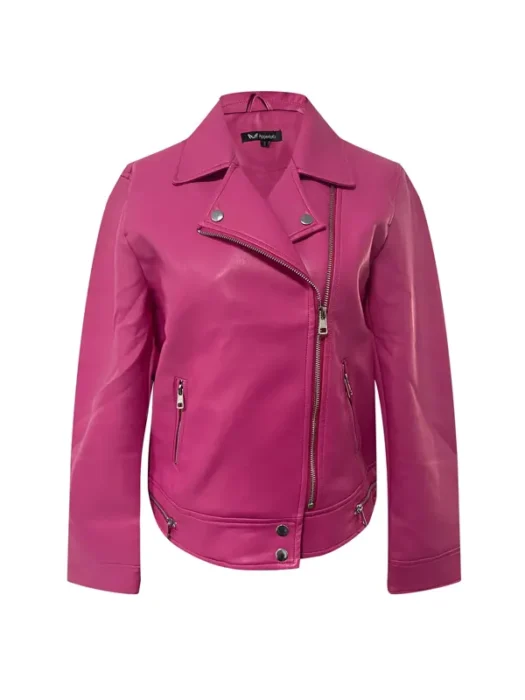 Women Motorcycle Lightweight Hot Pink Leather Jacket