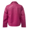 Women Motorcycle Lightweight Hot Pink Leather Jacket Back