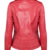 Women Red Elegant Biker Leather Jacket Back