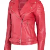 Women Red Elegant Red Biker Leather Jacket