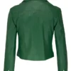 Women Stylish Green Perforated Biker Jacket Back